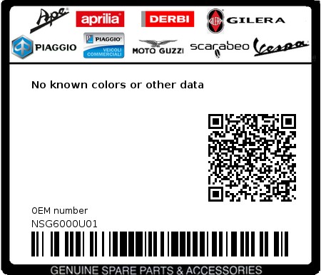 Product image: Aprilia - NSG6000U01 - No known colors or other data  0