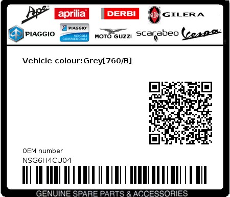 Product image: Aprilia - NSG6H4CU04 - Vehicle colour:Grey[760/B]  0
