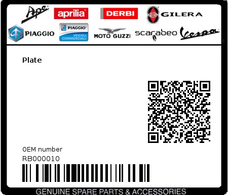 Product image: Aprilia - RB000010 - Plate  0