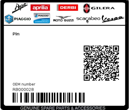 Product image: Aprilia - RB000028 - Pin  0