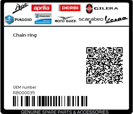 Product image: Aprilia - RB000035 - Chain ring  0