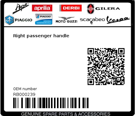 Product image: Aprilia - RB000239 - Right passenger handle  0