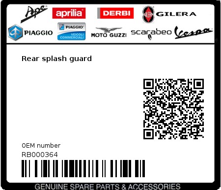 Product image: Aprilia - RB000364 - Rear splash guard  0