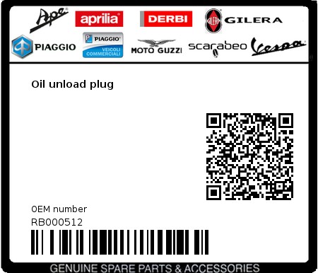 Product image: Aprilia - RB000512 - Oil unload plug  0