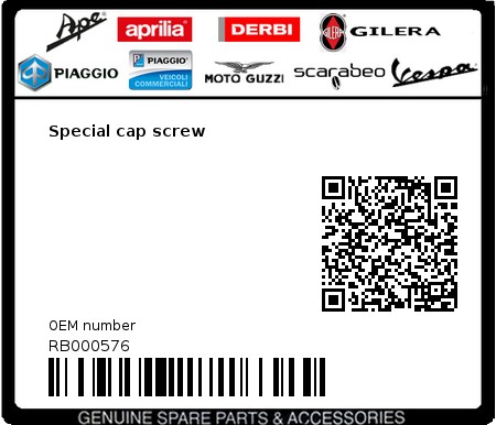 Product image: Aprilia - RB000576 - Special cap screw  0