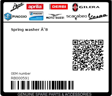 Product image: Aprilia - RB000591 - Spring washer Ã˜8  0