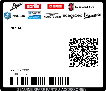 Product image: Aprilia - RB000657 - Nut M10  0