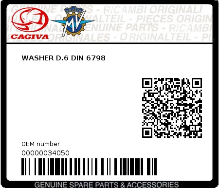 Product image: Cagiva - 00000034050 - WASHER D.6 DIN 6798  0