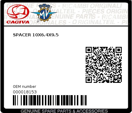 Product image: Cagiva - 000018153 - SPACER 10X6.4X9.5  0