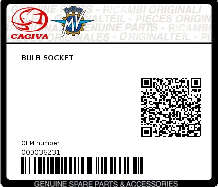 Product image: Cagiva - 000036231 - BULB SOCKET  0