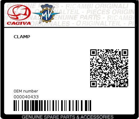 Product image: Cagiva - 000040433 - CLAMP  0