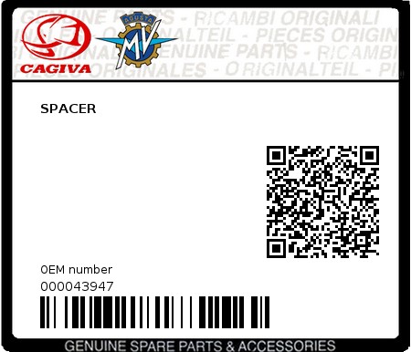 Product image: Cagiva - 000043947 - SPACER  0