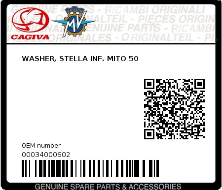 Product image: Cagiva - 00034000602 - WASHER, STELLA INF. MITO 50  0