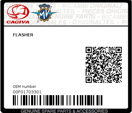 Product image: Cagiva - 00F01703301 - FLASHER  0