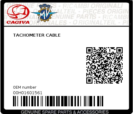 Product image: Cagiva - 00H01601561 - TACHOMETER CABLE  0
