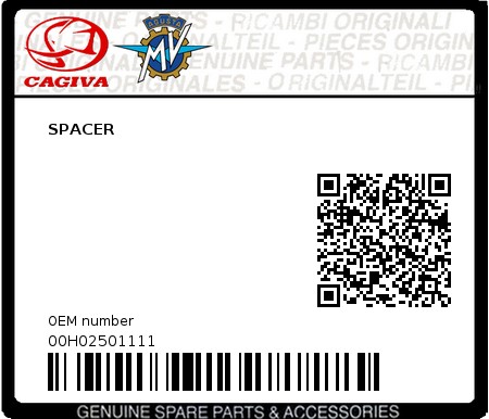 Product image: Cagiva - 00H02501111 - SPACER  0