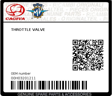 Product image: Cagiva - 00H03201211 - THROTTLE VALVE  0