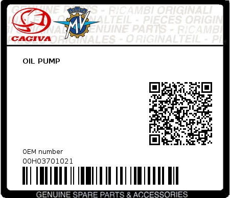 Product image: Cagiva - 00H03701021 - OIL PUMP  0