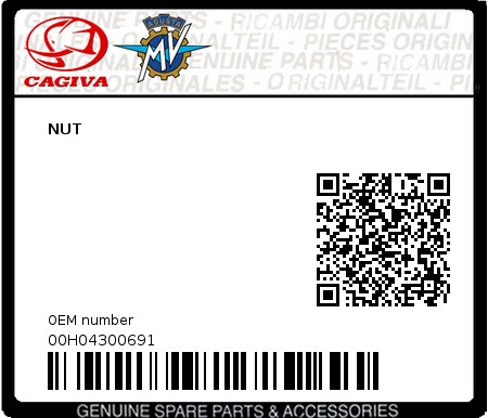 Product image: Cagiva - 00H04300691 - NUT  0