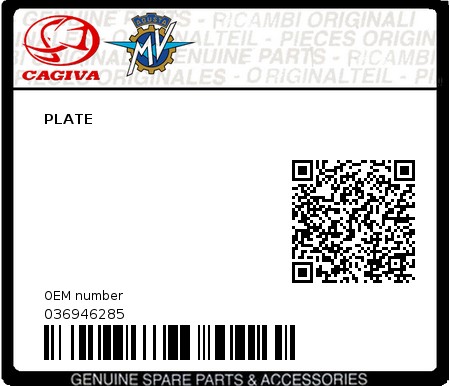 Product image: Cagiva - 036946285 - PLATE  0