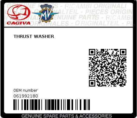 Product image: Cagiva - 061992180 - THRUST WASHER  0
