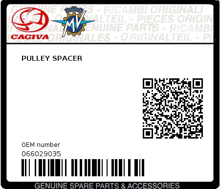 Product image: Cagiva - 066029035 - PULLEY SPACER  0