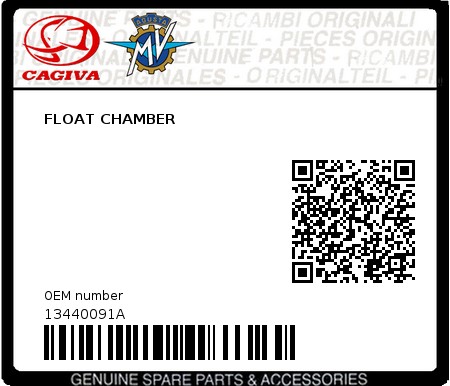 Product image: Cagiva - 13440091A - FLOAT CHAMBER  0