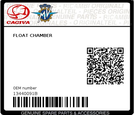Product image: Cagiva - 13440091B - FLOAT CHAMBER  0