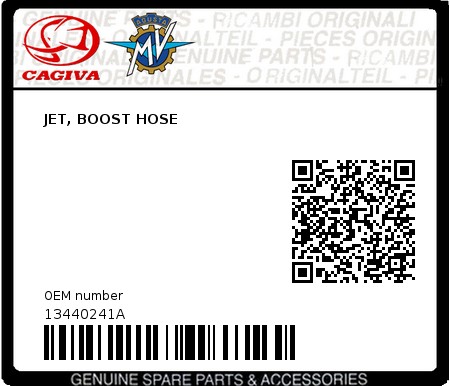 Product image: Cagiva - 13440241A - JET, BOOST HOSE  0