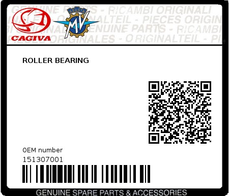 Product image: Cagiva - 151307001 - ROLLER BEARING  0