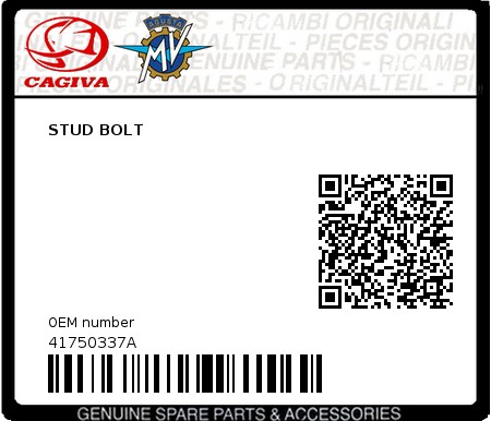 Product image: Cagiva - 41750337A - STUD BOLT  0