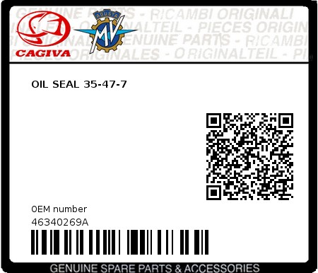 Product image: Cagiva - 46340269A - OIL SEAL 35-47-7  0