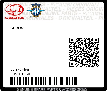 Product image: Cagiva - 60N101050 - SCREW  0