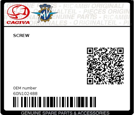 Product image: Cagiva - 60N102488 - SCREW  0