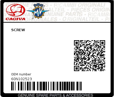 Product image: Cagiva - 60N102523 - SCREW  0