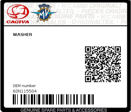 Product image: Cagiva - 60N115504 - WASHER  0