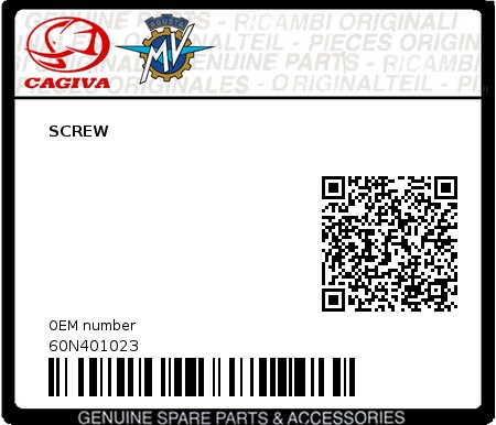 Product image: Cagiva - 60N401023 - SCREW  0