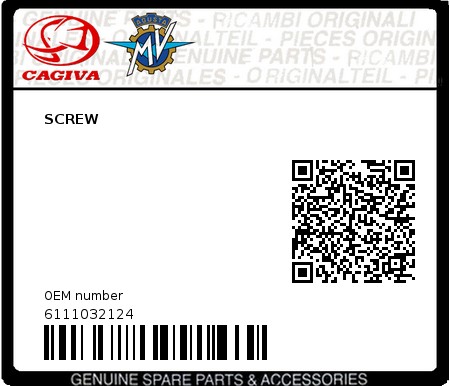Product image: Cagiva - 6111032124 - SCREW  0