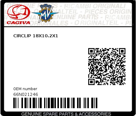 Product image: Cagiva - 66N021246 - CIRCLIP 18X10.2X1  0