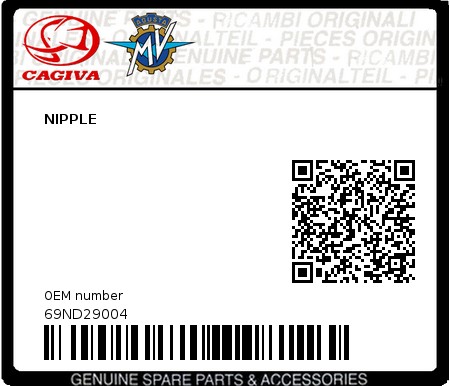 Product image: Cagiva - 69ND29004 - NIPPLE  0