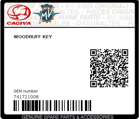 Product image: Cagiva - 741721008 - WOODRUFF KEY  0