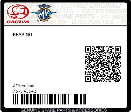 Product image: Cagiva - 757941542 - BEARING  0