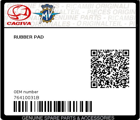 Product image: Cagiva - 76410031B - RUBBER PAD  0