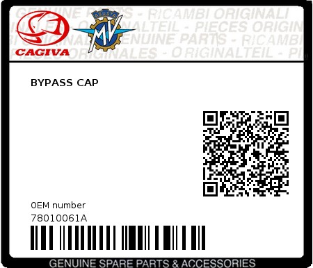 Product image: Cagiva - 78010061A - BYPASS CAP  0