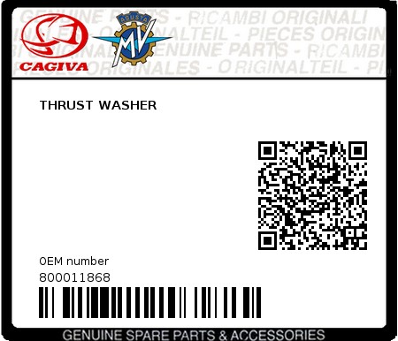 Product image: Cagiva - 800011868 - THRUST WASHER  0