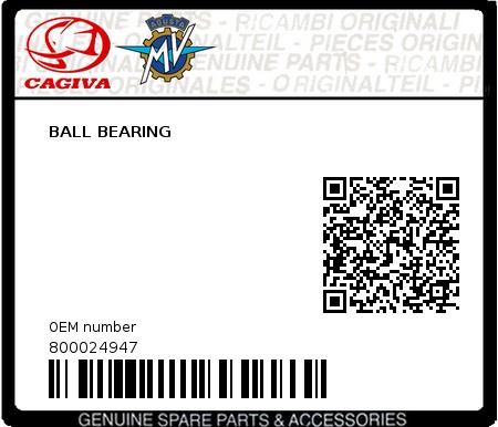 Product image: Cagiva - 800024947 - BALL BEARING  0