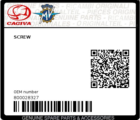 Product image: Cagiva - 800028327 - SCREW  0