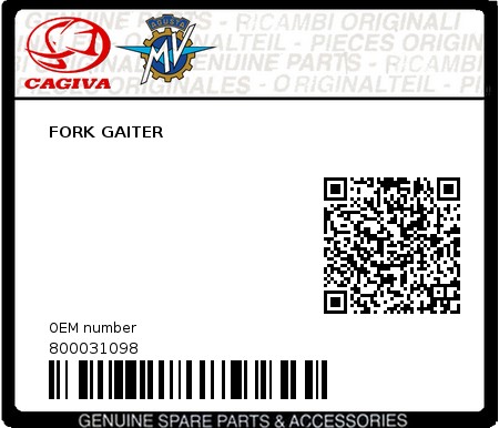 Product image: Cagiva - 800031098 - FORK GAITER  0