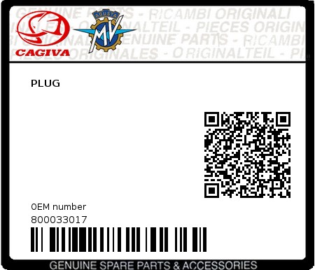 Product image: Cagiva - 800033017 - PLUG  0