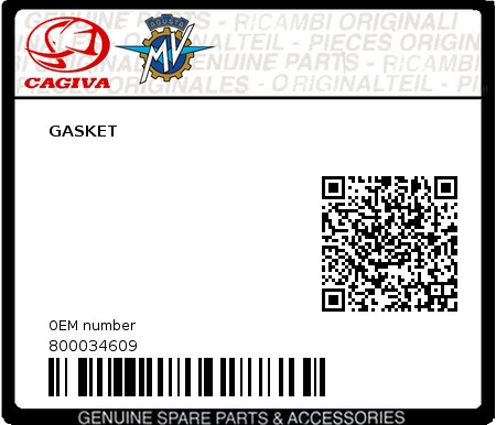 Product image: Cagiva - 800034609 - GASKET  0